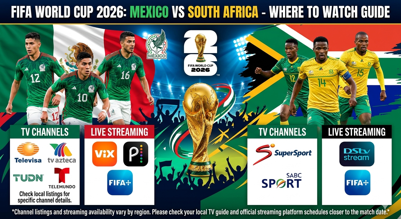 Mexico vs South Africa FIFA World Cup 2026 - where to watch TV channels and live streaming guide