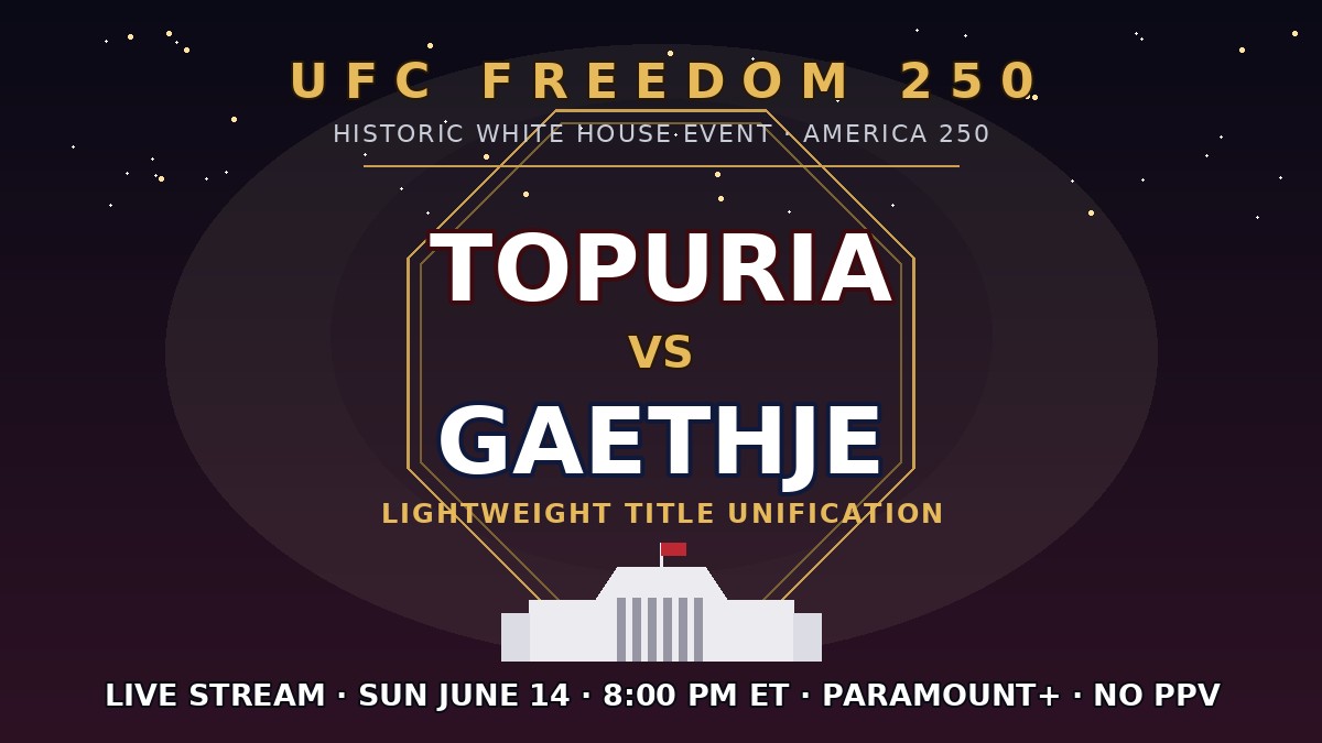 UFC Freedom 250: Topuria vs. Gaethje live stream — historic White House event, Sunday June 14 at 8 PM ET on Paramount+, no PPV